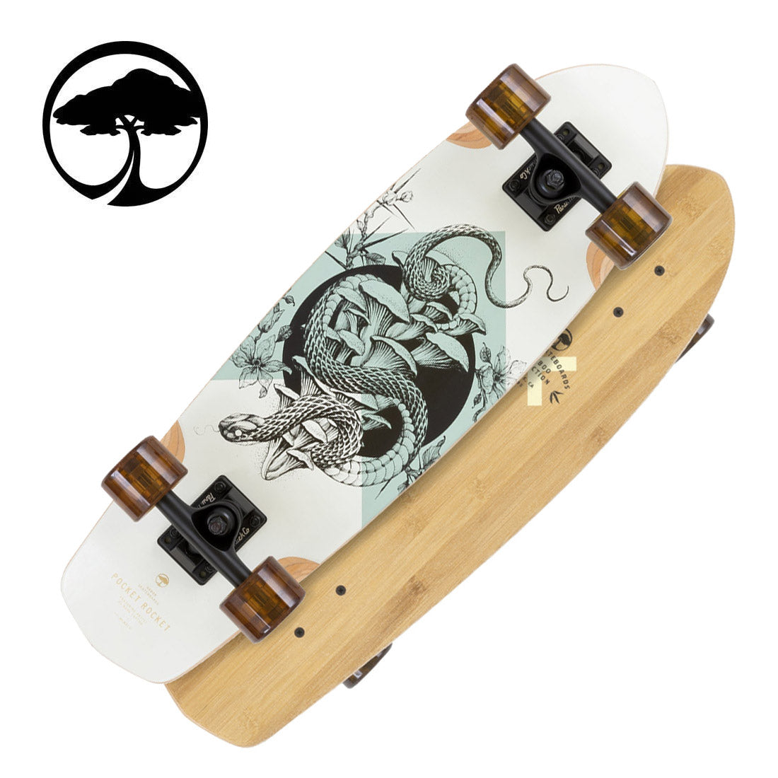 Arbor Pocket Rocket 27 Bamboo Complete - White/Teal - Skater HQ