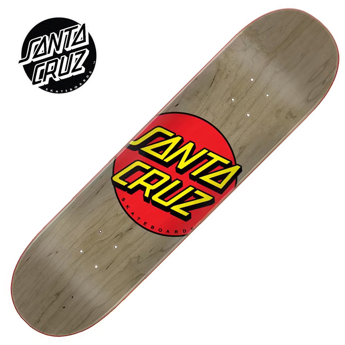 Santa Cruz Classic Dot 8.375 Deck - Woodgrain Matte Skateboard Decks Modern Street