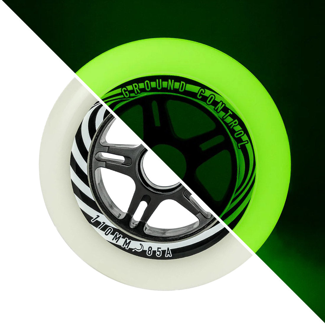 Ground Control Glow 110mm Wheels 6pk 85a | Black Core Inline Rec Wheels