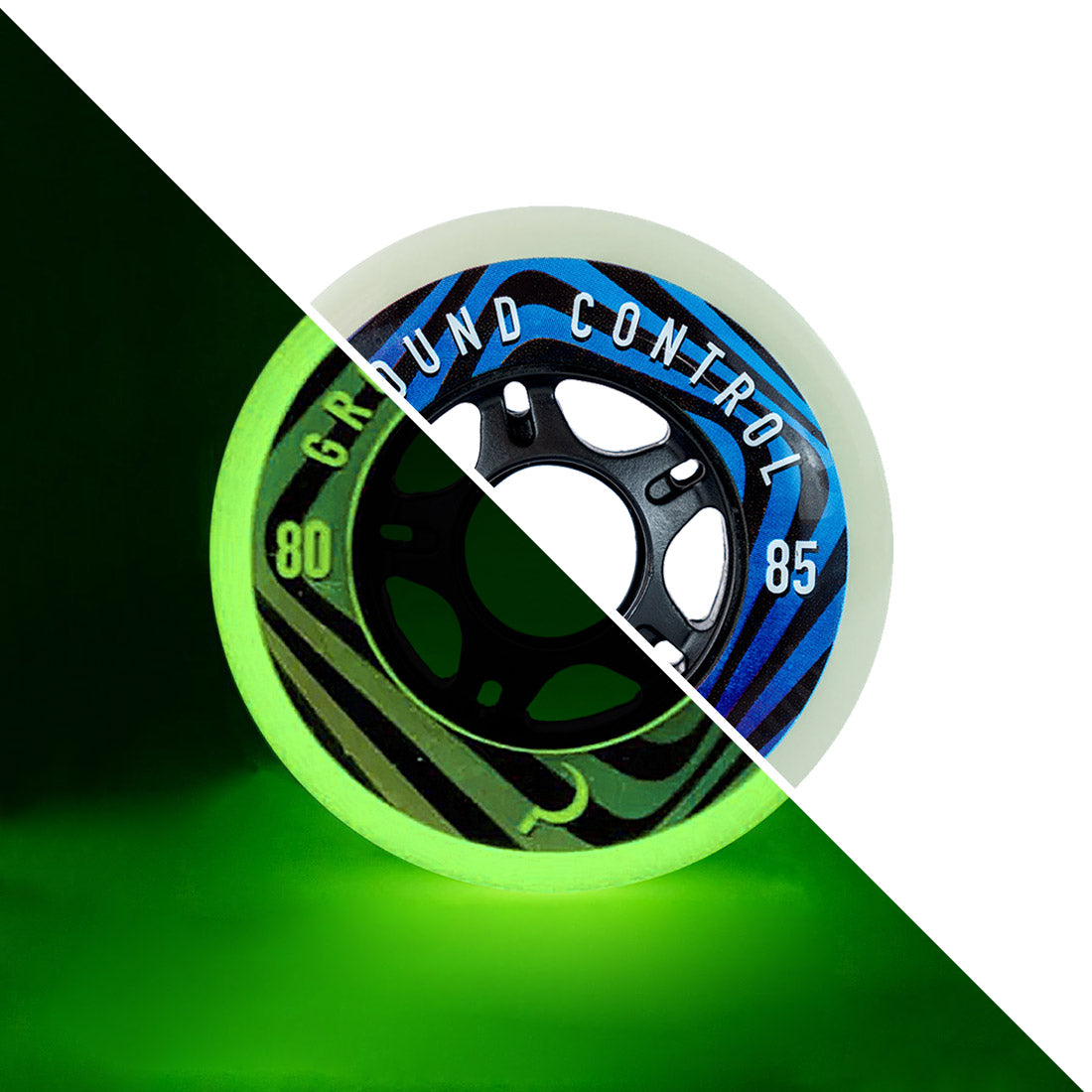 Ground Control Glow 80mm Wheels 4pk 85a | Black Core Inline Rec Wheels