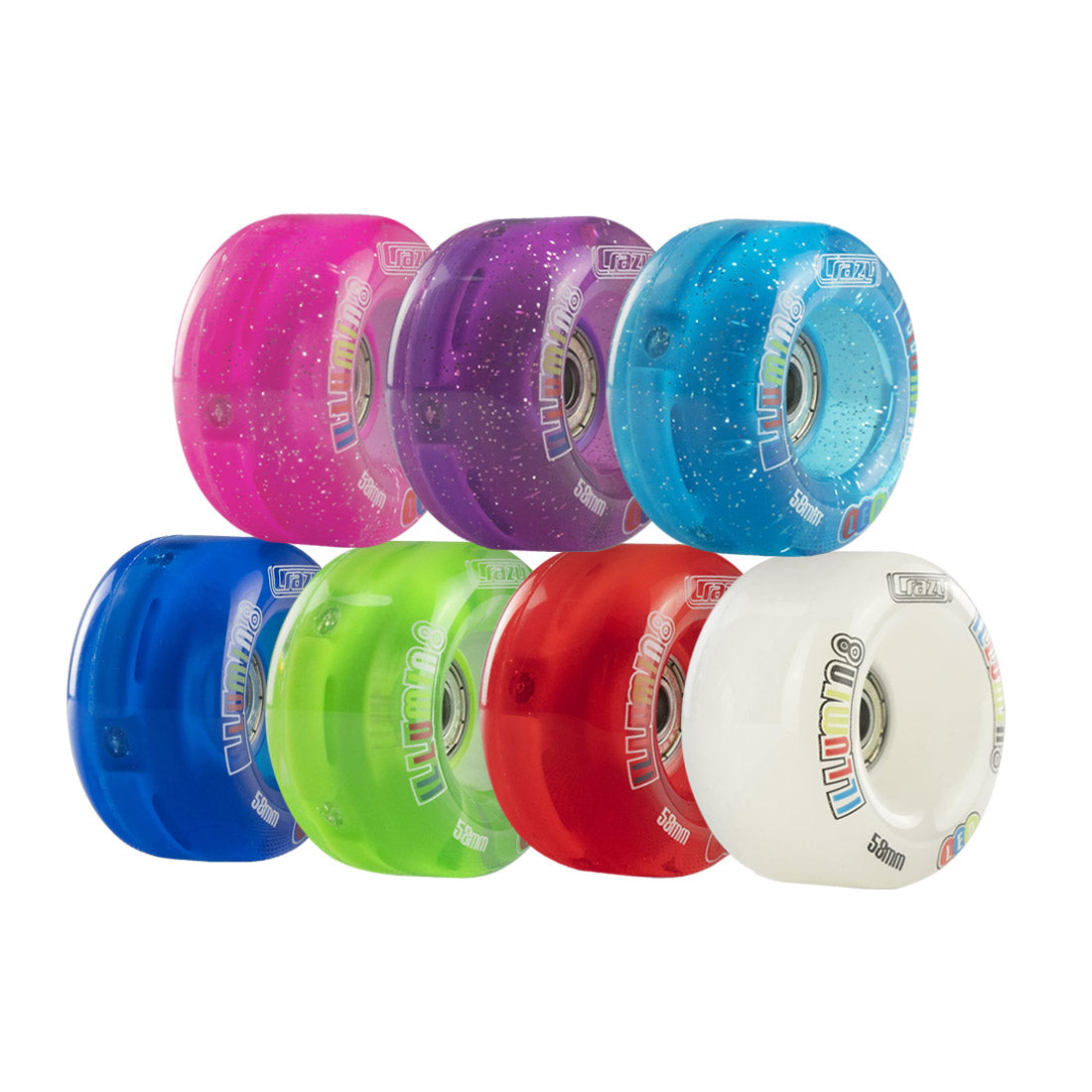 Crazy Illumin8 LED 58mm Quad Wheels 2pk Roller Skate Wheels