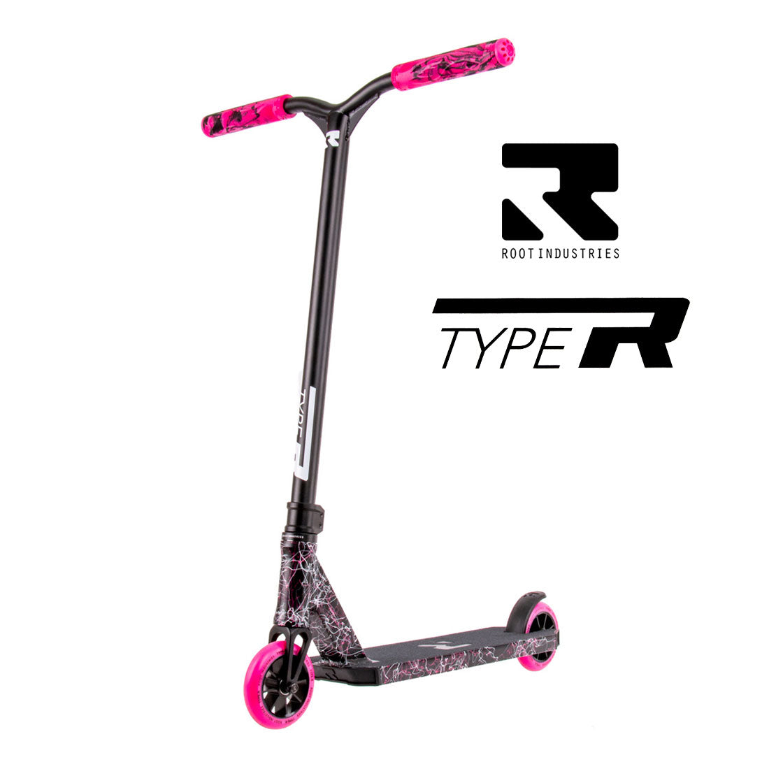 Root Industries Type R - Pink Splatter Scooter Completes Trick