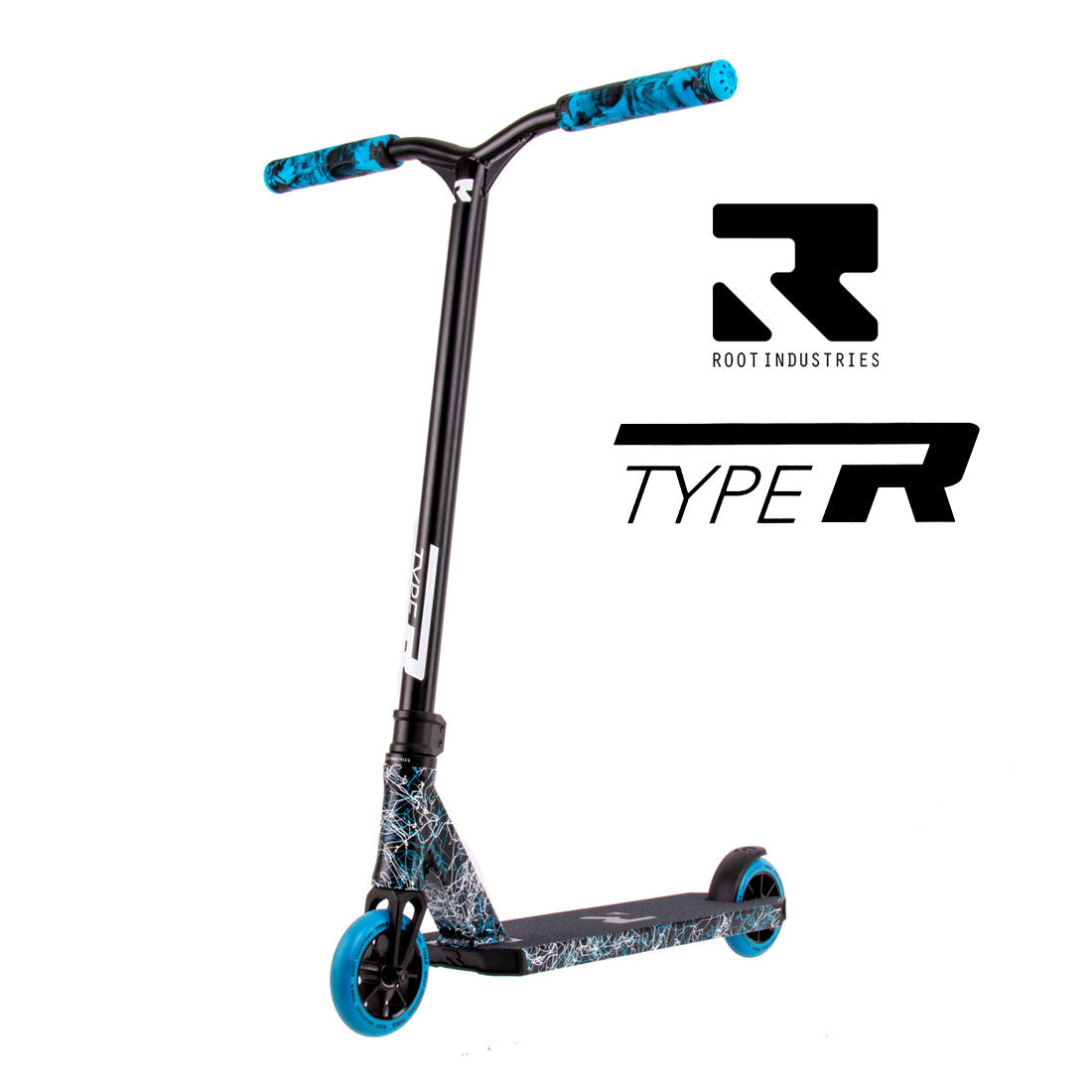 Root Industries Type R - Blue Splatter Scooter Completes Trick