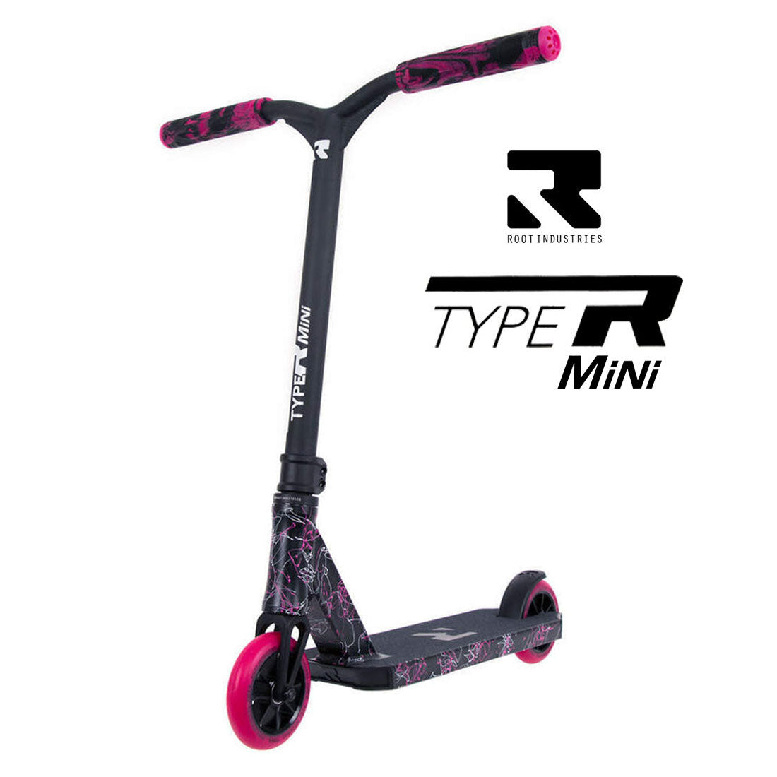 Root Industries Type R Mini - Pink Splatter Scooter Completes Trick