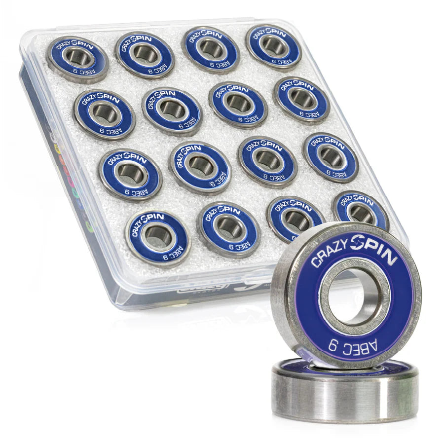 Crazy Spin Bearings 8mm 16pk Blue Inline and Quad Bearings