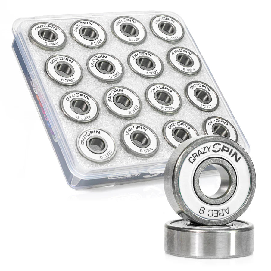 Crazy Spin Bearings 8mm 16pk White Inline and Quad Bearings