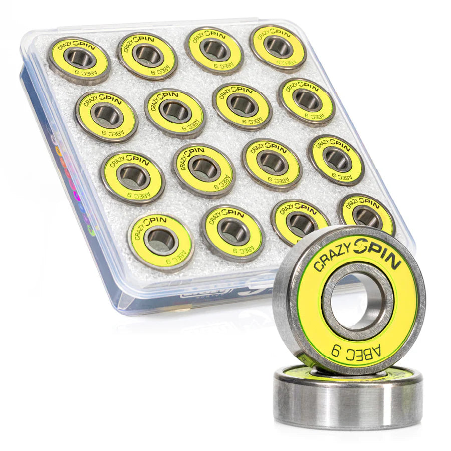 Crazy Spin Bearings 8mm 16pk Yellow Inline and Quad Bearings