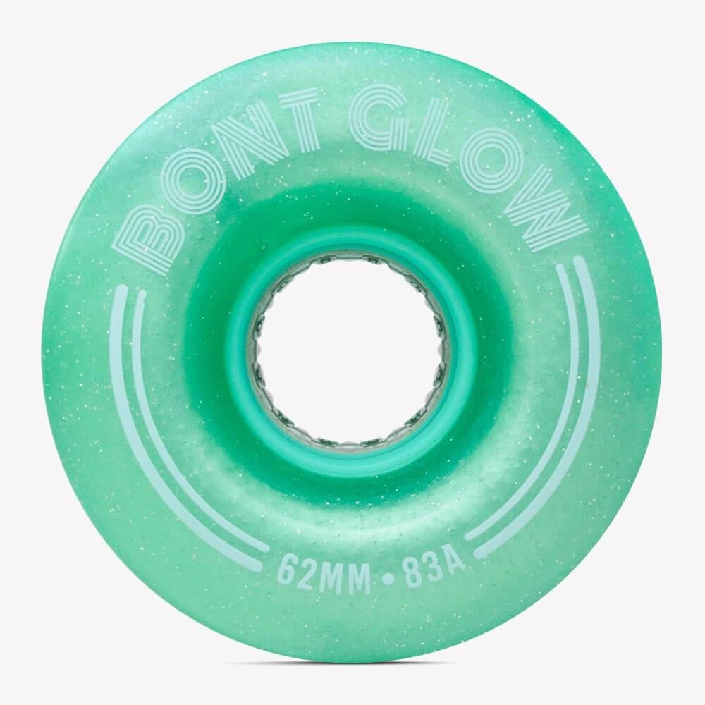 Bont Glow LED Quad Wheel 4pk Misty Teal Roller Skate Wheels