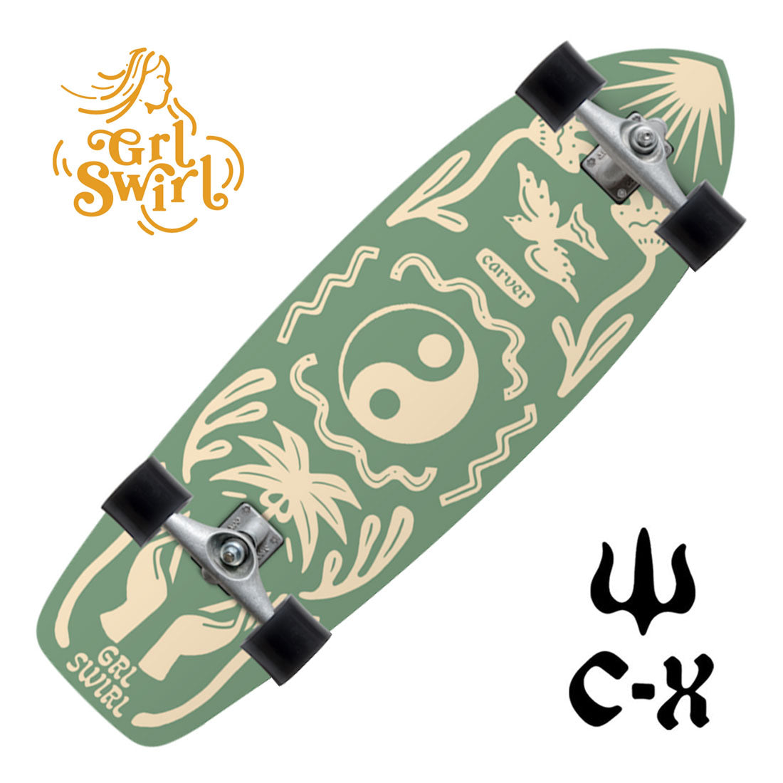 Carver x GRLSWIRL Yang Yin 31 CX Complete Skateboard Compl Carving and Specialty