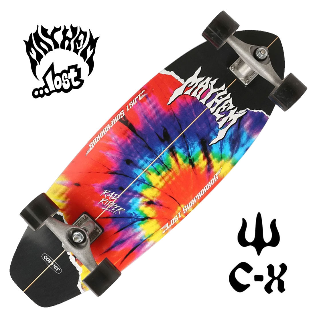 Carver x Lost Rad Ripper Tie Dye 31 Complete CX Skateboard Compl Carving and Specialty