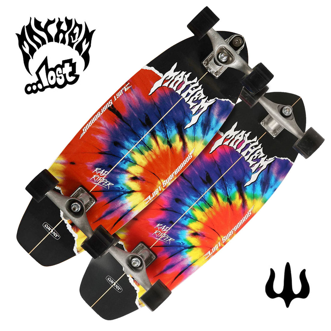 Carver x Lost Rad Ripper Tie Dye 31 Complete Skateboard Compl Carving and Specialty