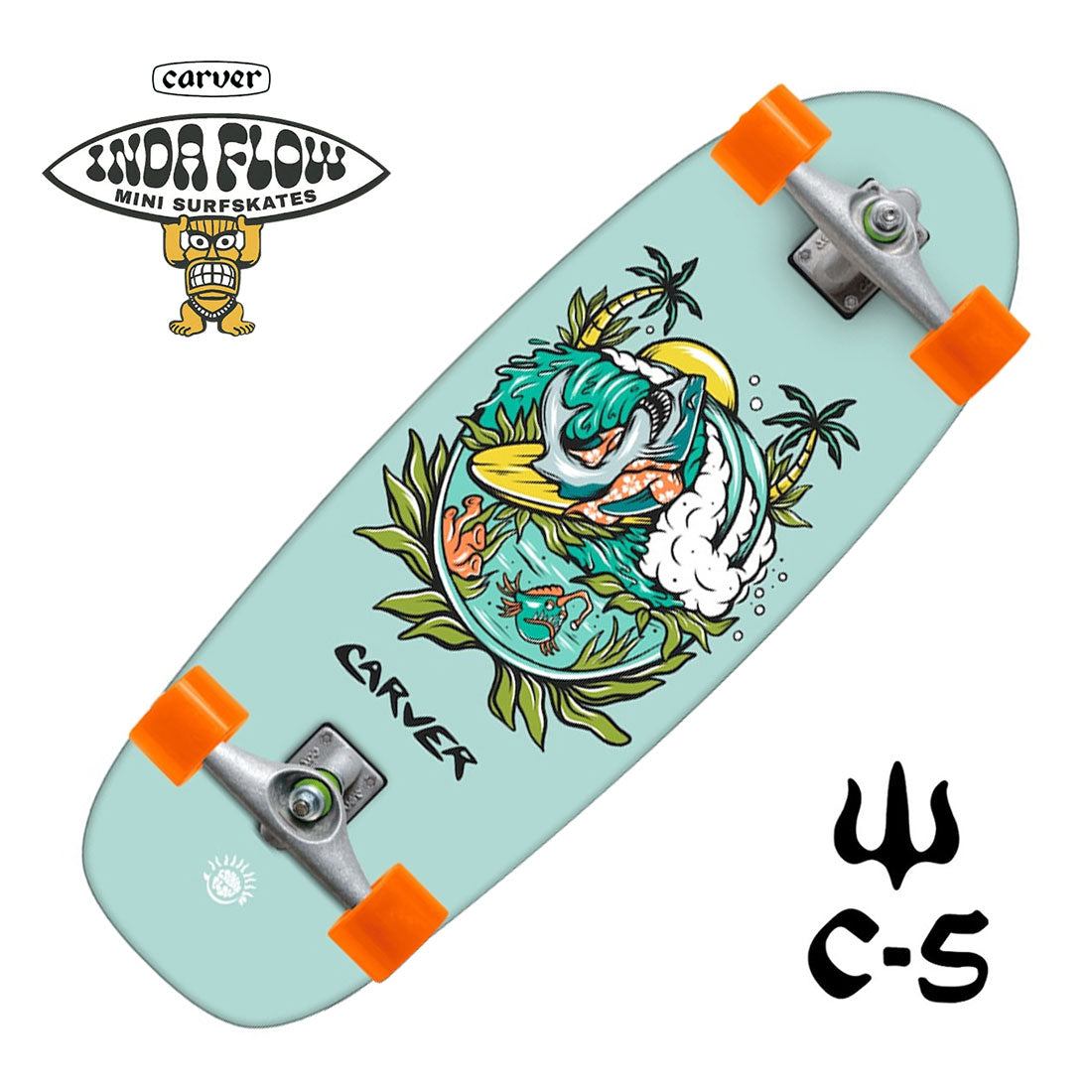 Carver Inda Flow Shark Shredder 26 C5 Mini Complete Skateboard Compl Carving and Specialty