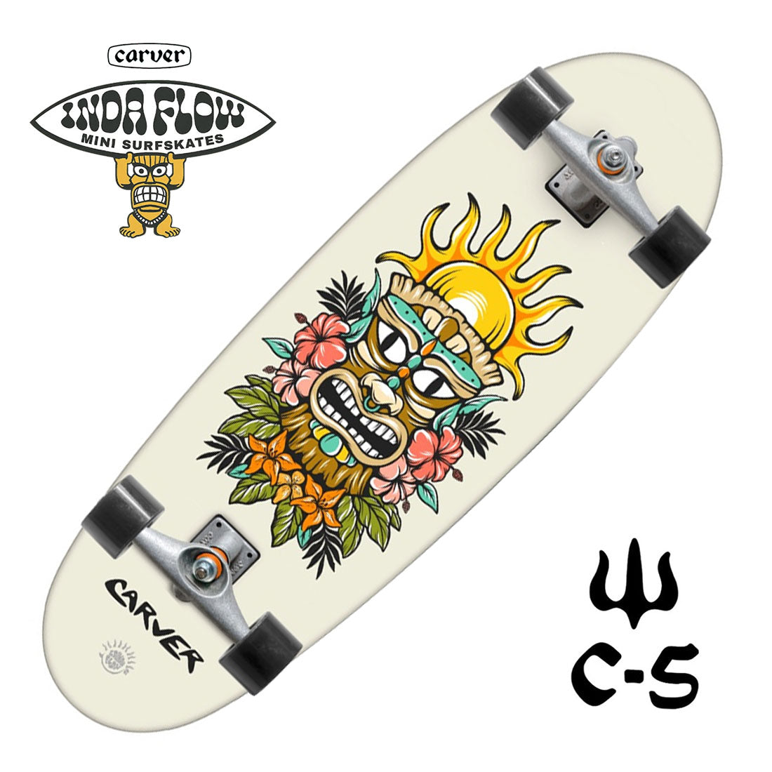 Carver Tiki Sunrise 28 C5 Mini Complete Skateboard Compl Carving and Specialty