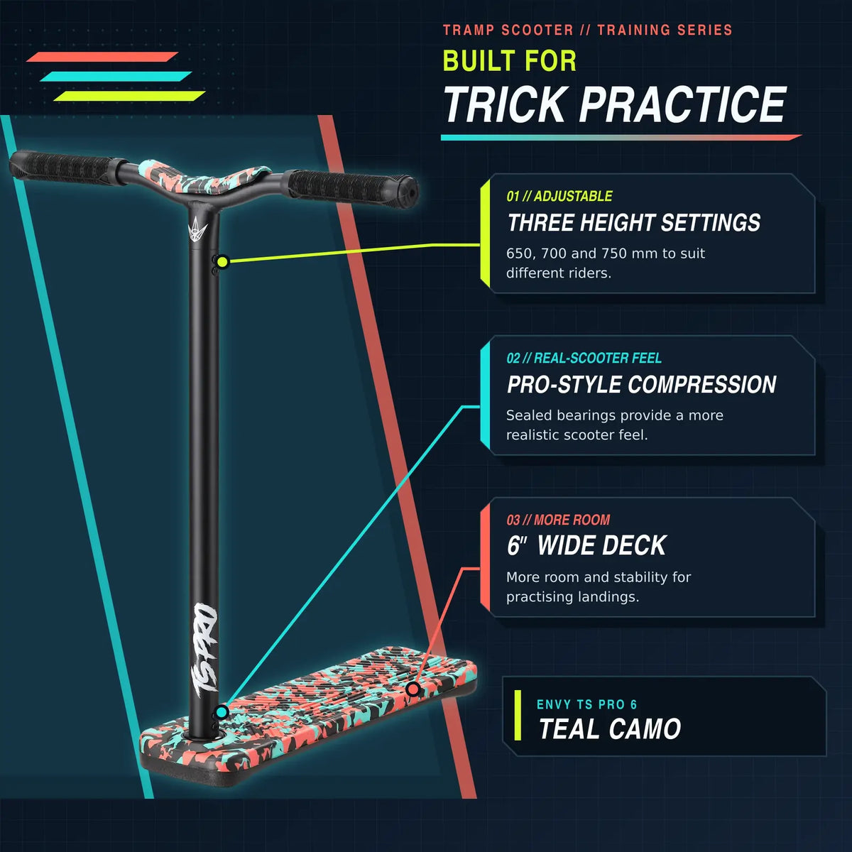 Envy TS Pro Trampoline Scooter - Teal Camo
