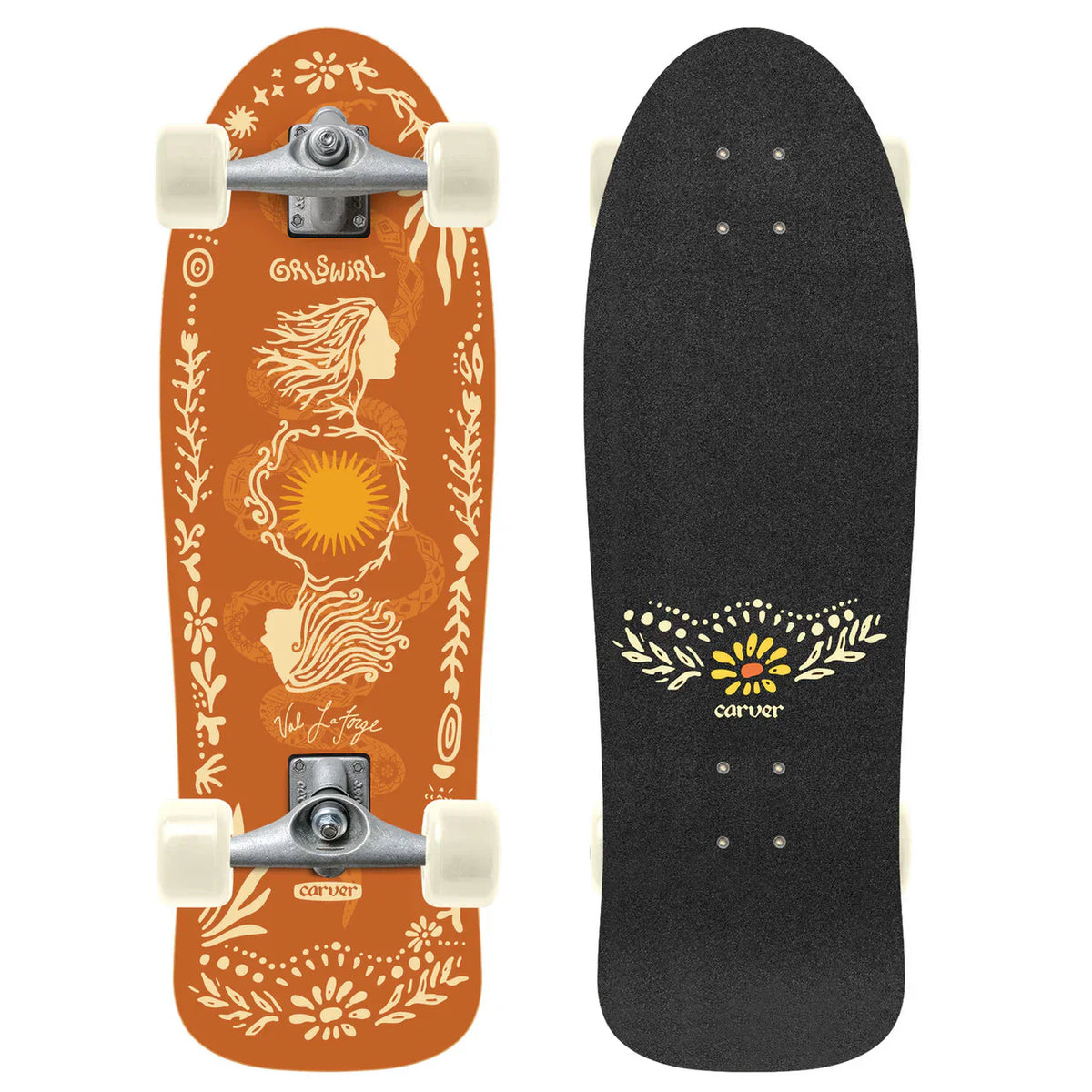 Carver x GIRLSWIRL Cx Raw Complete Surfskate Sunflower Skateboards