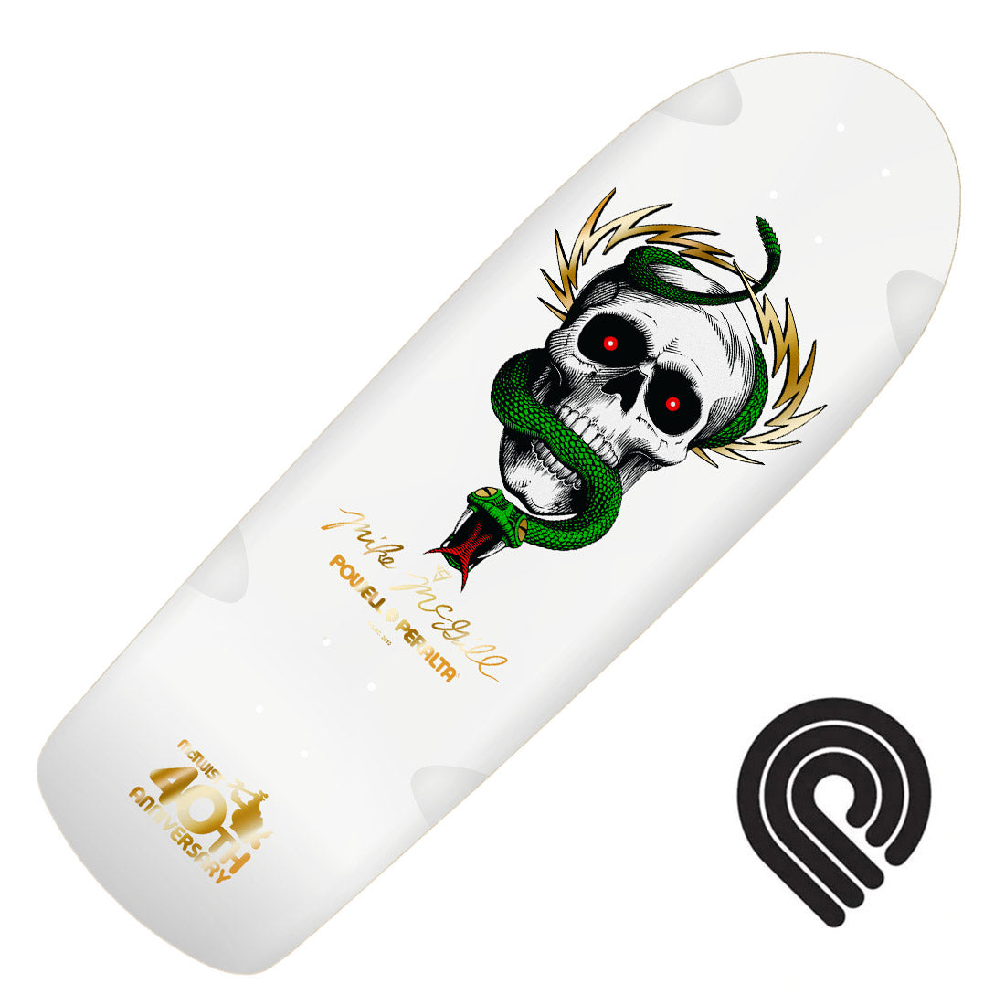 Powell Peralta McGill 40yrs McTwist 10.0 Deck - White/Gold Foil Skateboard Decks Old School