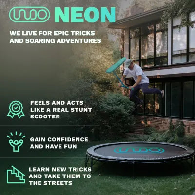 INDO Kickstart Classic Tramp Scooter - Neon Scooter Completes Trick