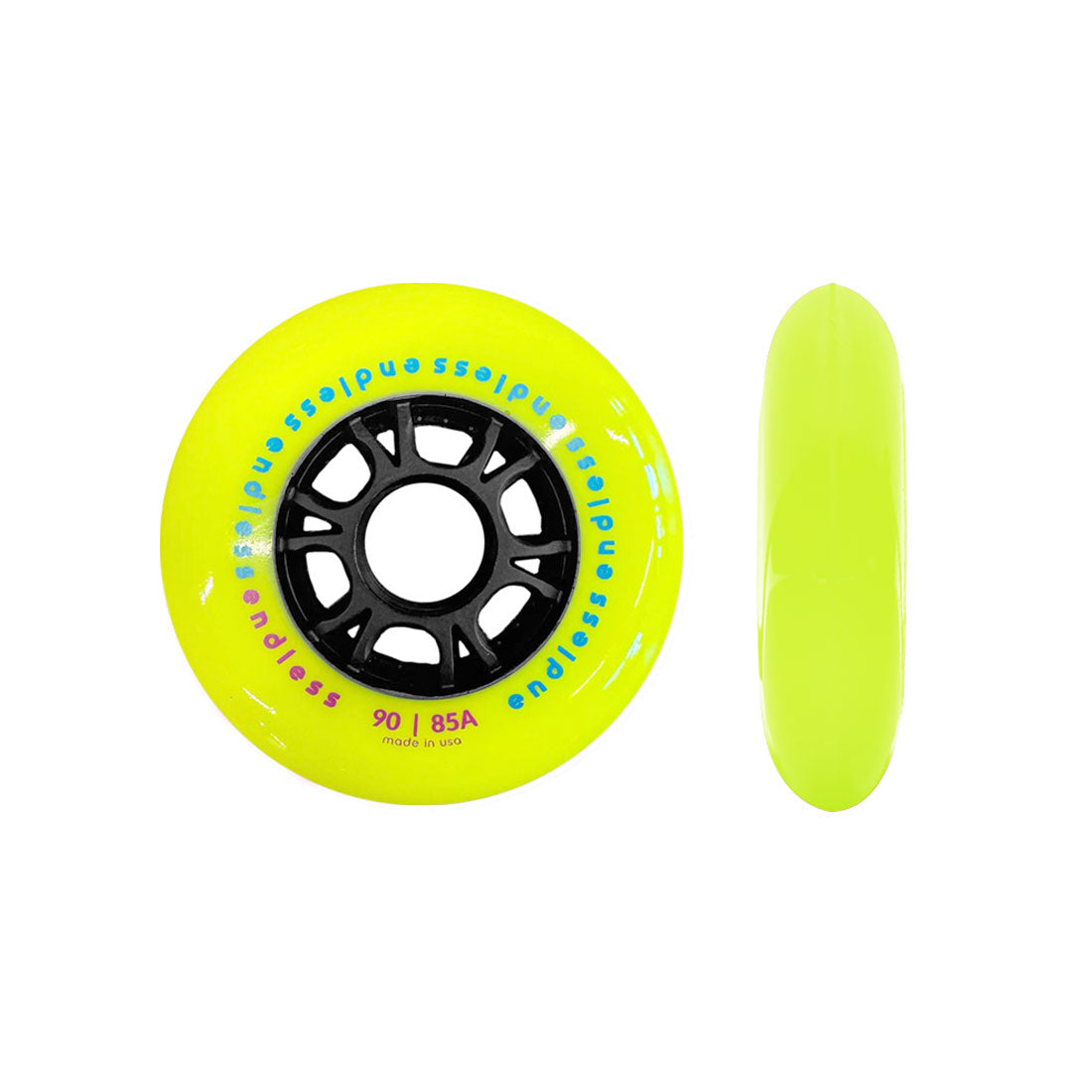 Endless 90mm Wheels 4pk Yellow Inline Rec Wheels