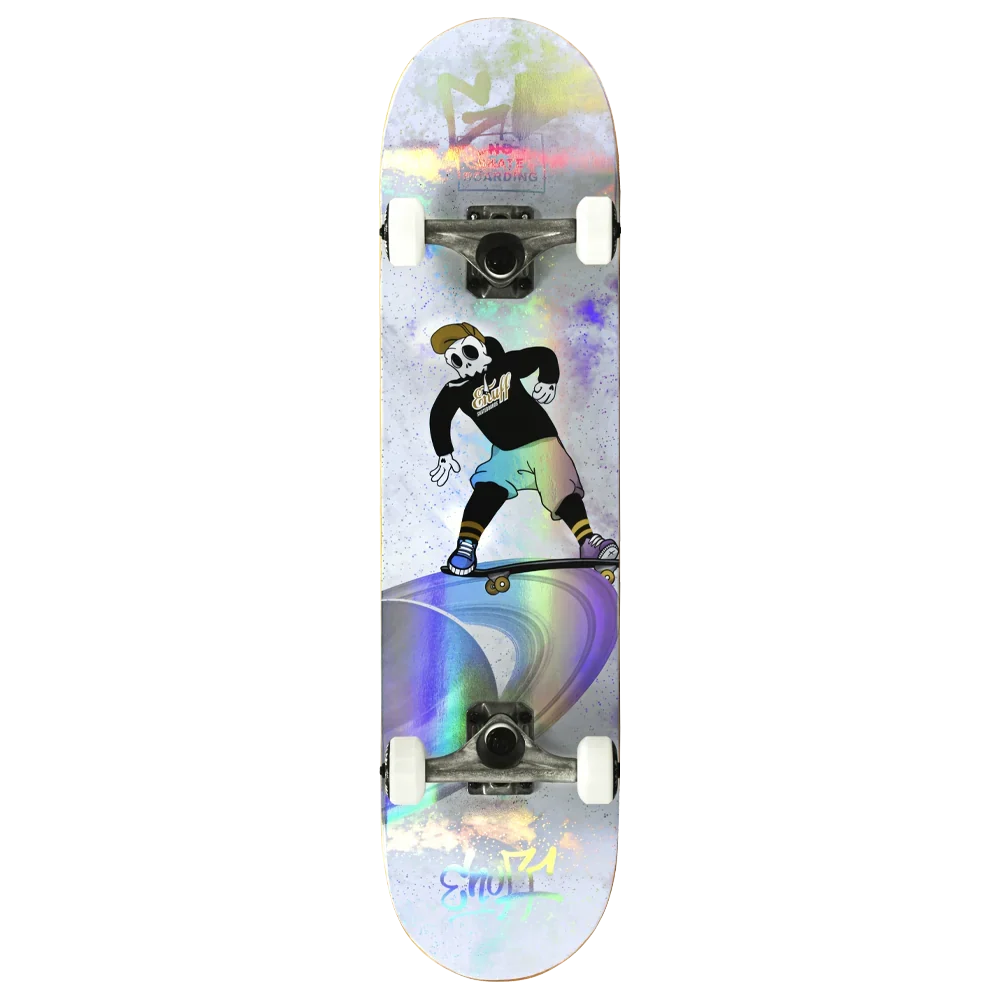 Enuff Skully Hologram Skateboard 7.75" Complete White Hologram Skateboard