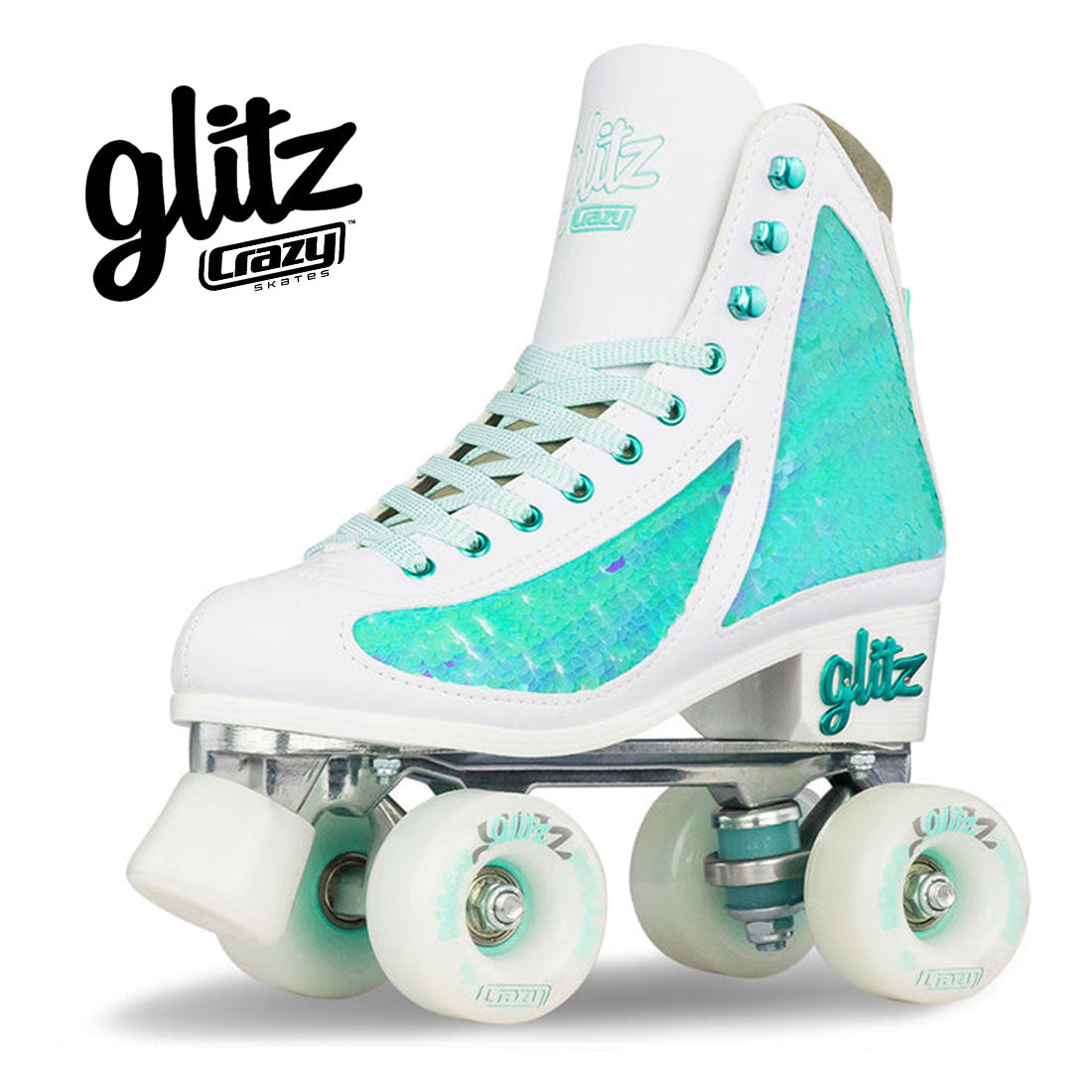 Crazy Disco Glitz Turquoise - Adult Roller Skates