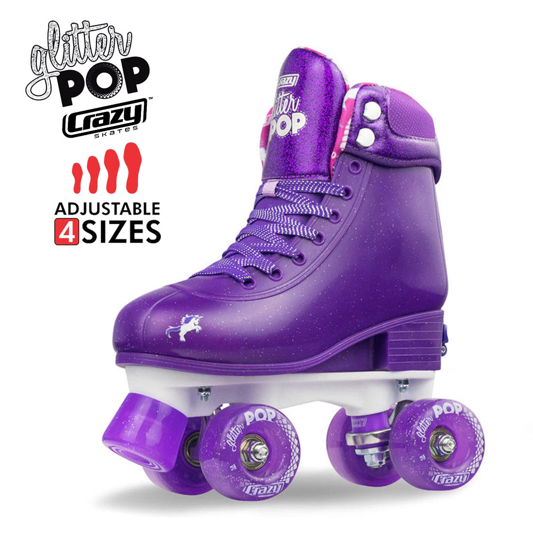 Crazy Glitter Pop Purple - Kids Adjustable Roller Skates
