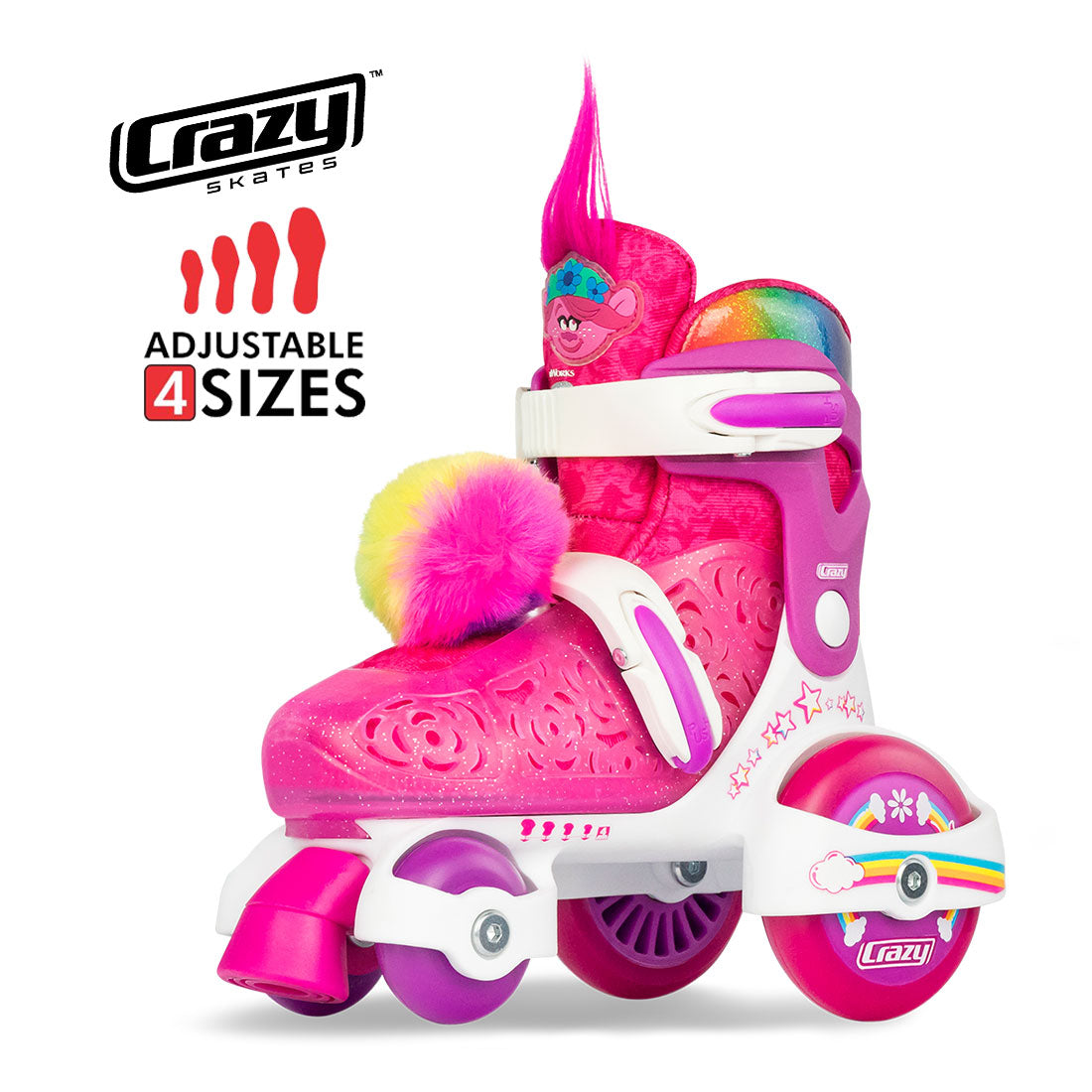 Crazy Klip Klop Trolls Junior Skates - Poppy Pink Roller Skates