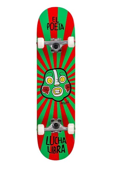 Enuff Lucha Libre 7.75" Skateboard Complete El Poeta Red Green Skateboard