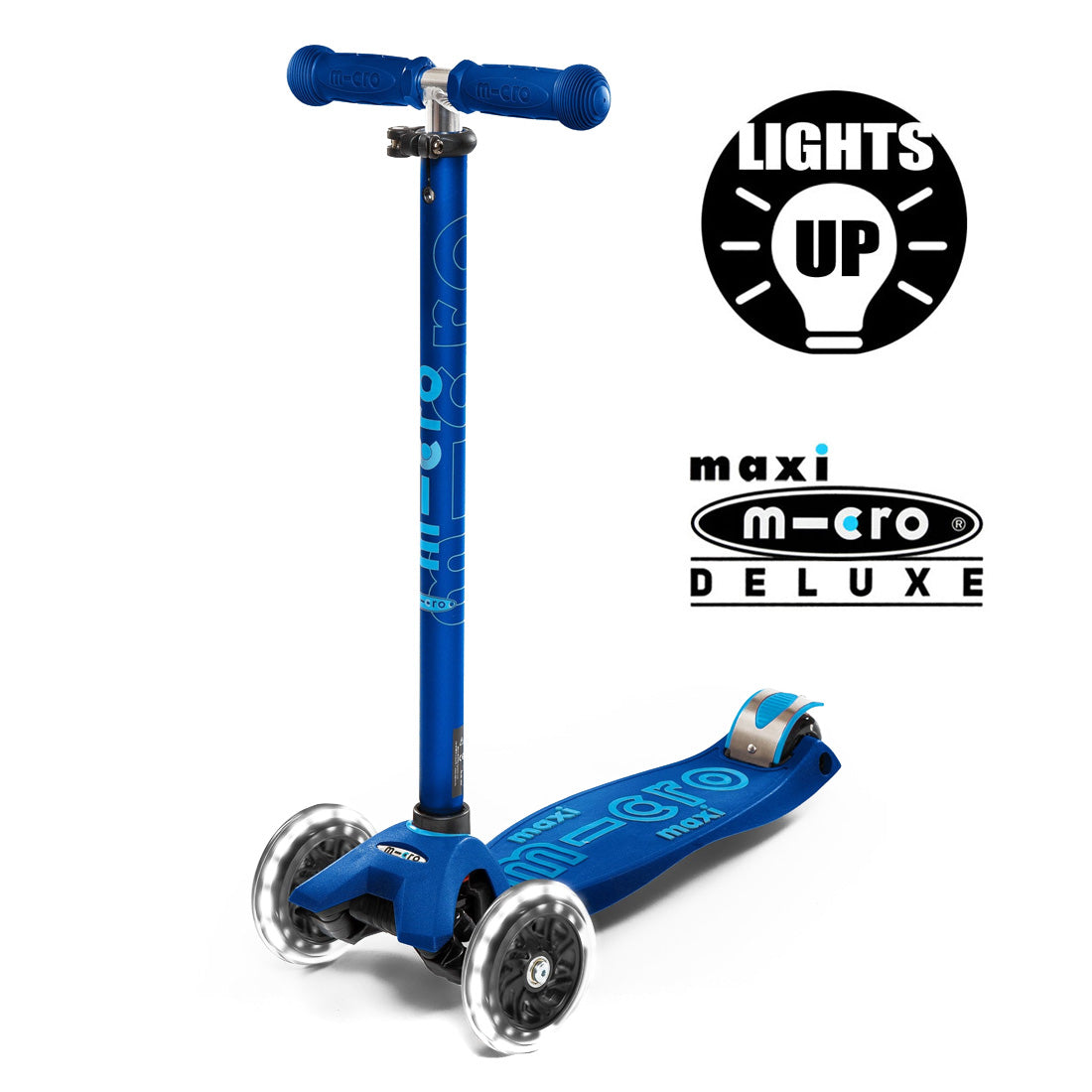 Micro Maxi Deluxe LED Scooter - Blue Scooter Completes Rec