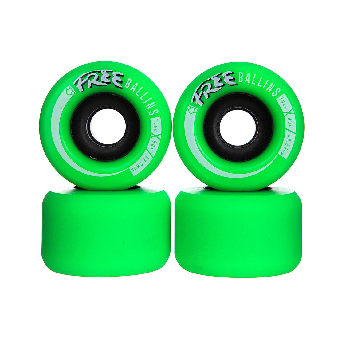 Omen Free Ballins 70mm 80a 4pk - Green Skateboard Wheels