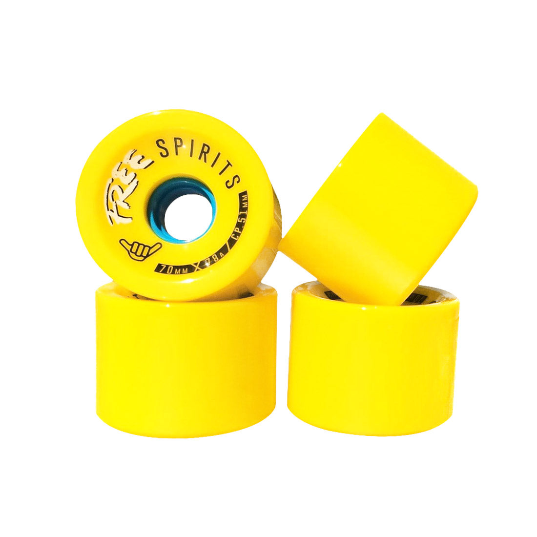 Omen Free Spirits 70mm 78a 4pk - Yellow Skateboard Wheels