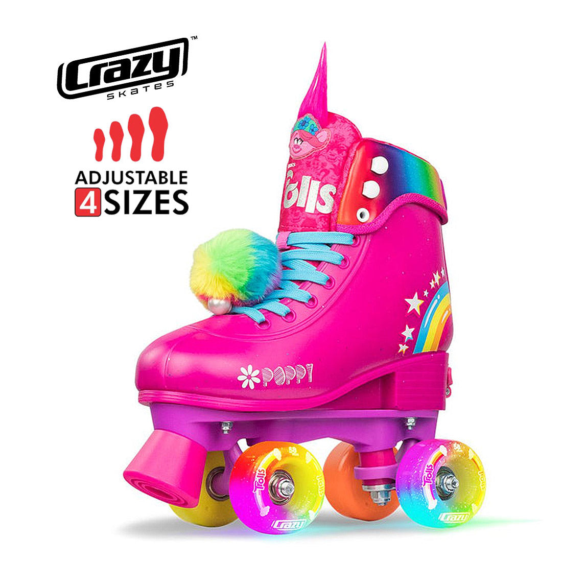 Crazy Trolls Junior Roller Skates - Poppy Pink Roller Skates