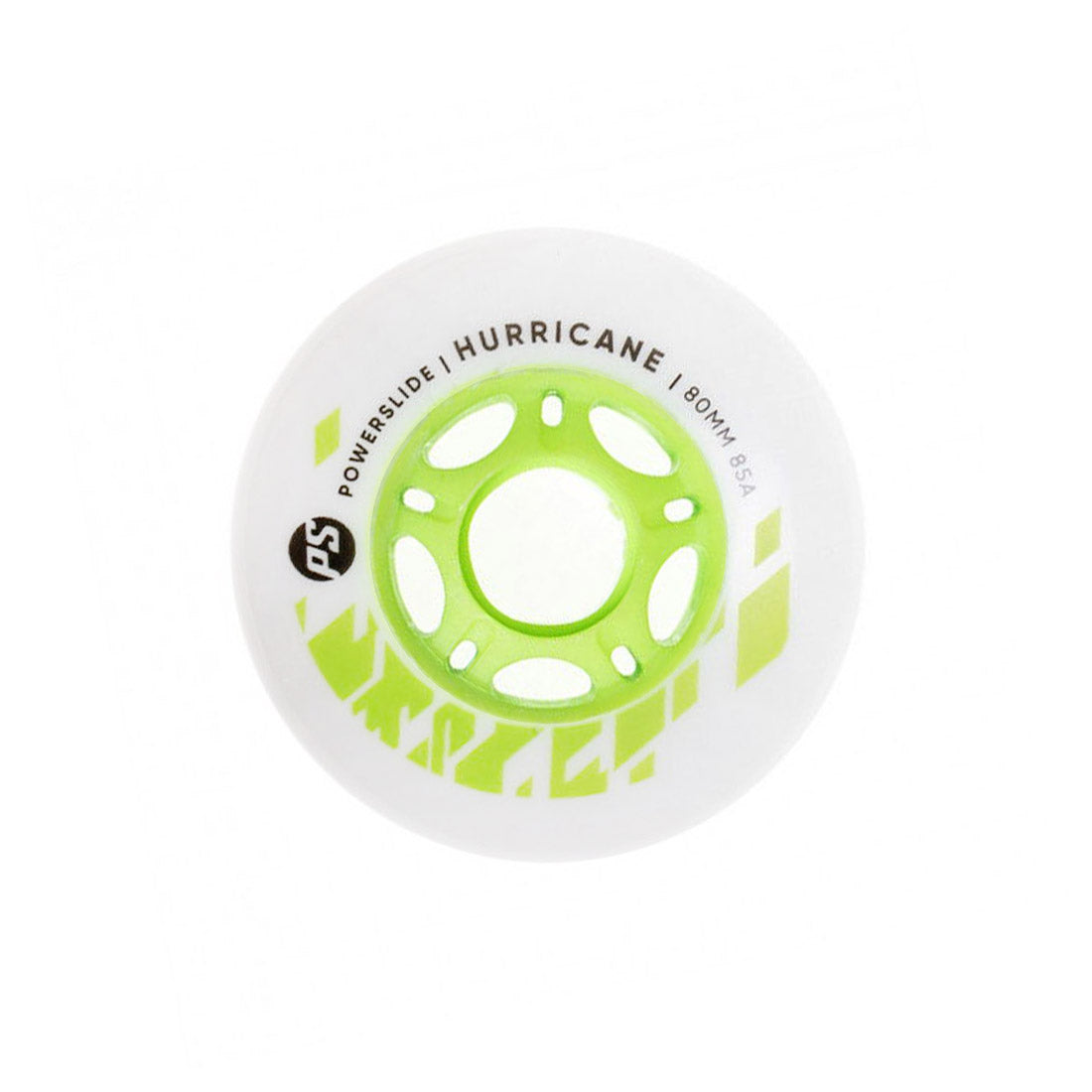Powerslide Hurricane 80mm 85a White/Green - Single Inline Rec Wheels