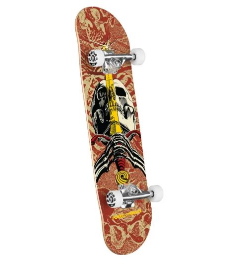 Powell Peralta Skull & Sword Khaki Burgundy 7.5 Complete Skateboard Skateboard Completes Modern Street
