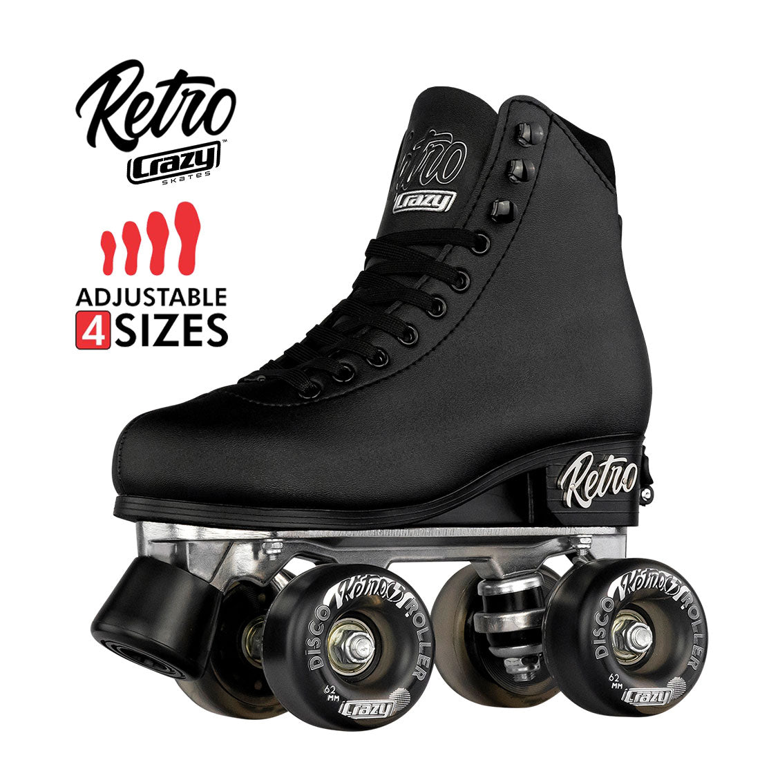 Crazy Retro Roller Black - Kids Adjustable Roller Skates