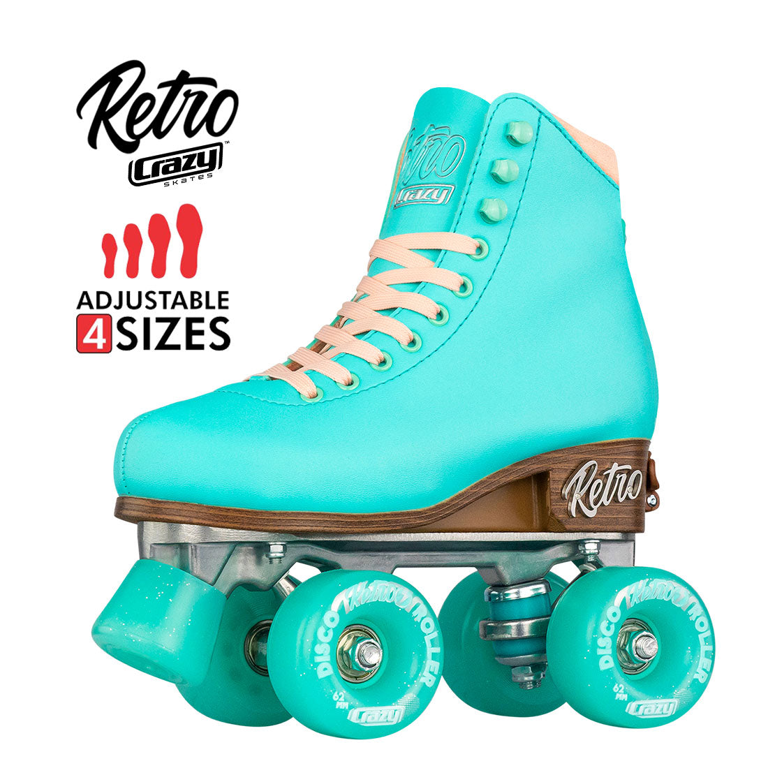 Crazy Retro Roller Teal - Kids Adjustable Roller Skates