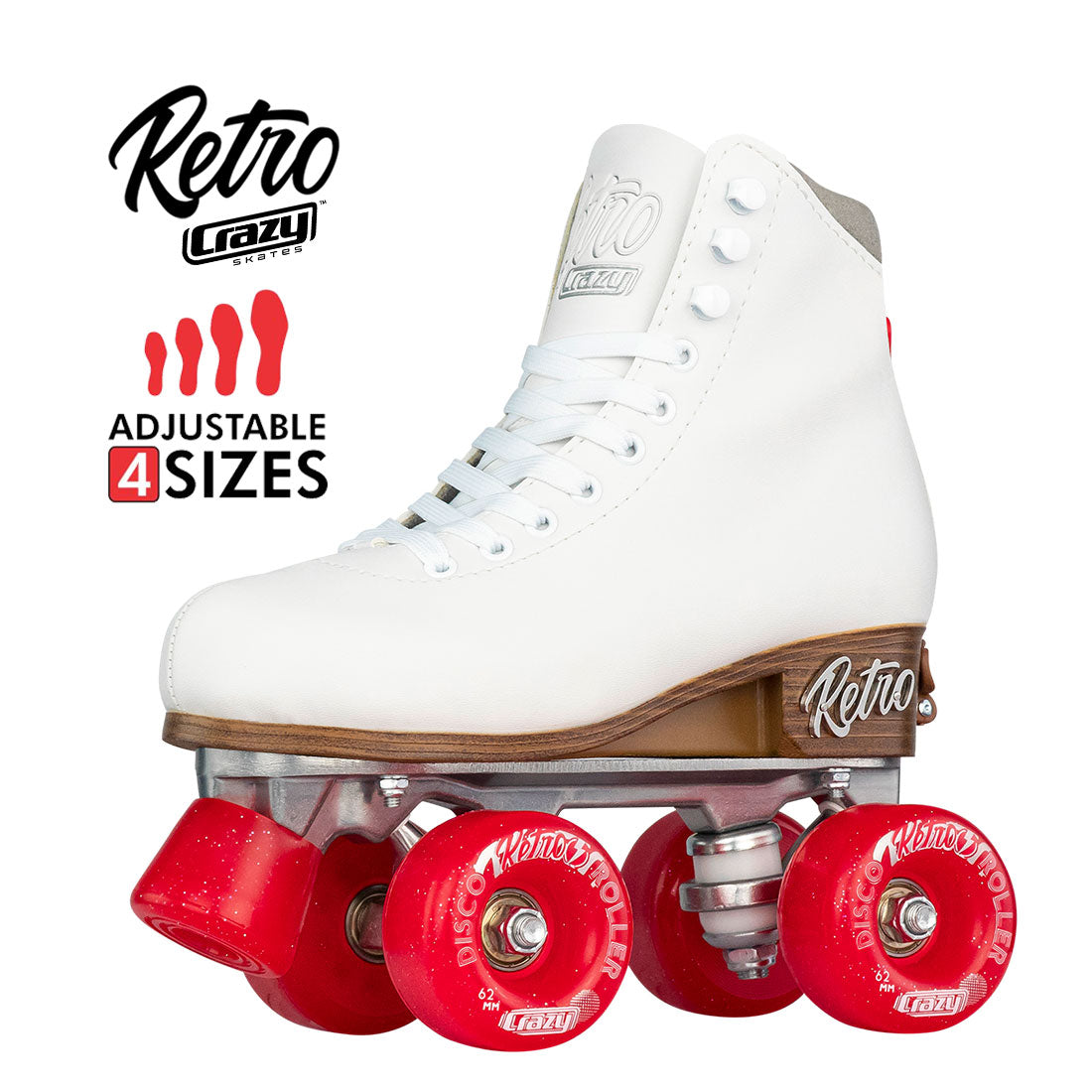Crazy Retro Roller White - Kids Adjustable Roller Skates