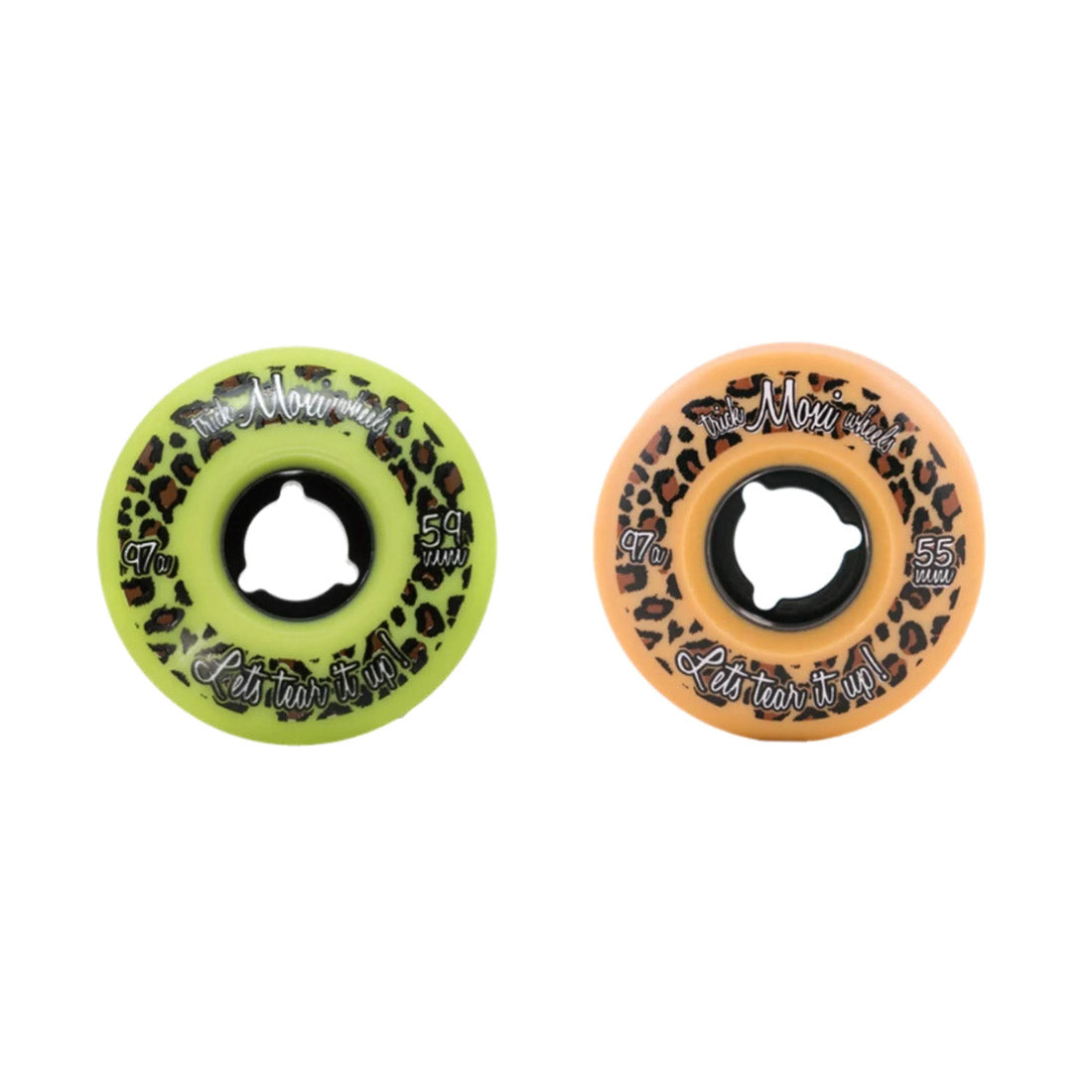 Moxi Trick 55/59mm 97a Wheels 4pk GRREN LEOPARD Roller Skate Wheels