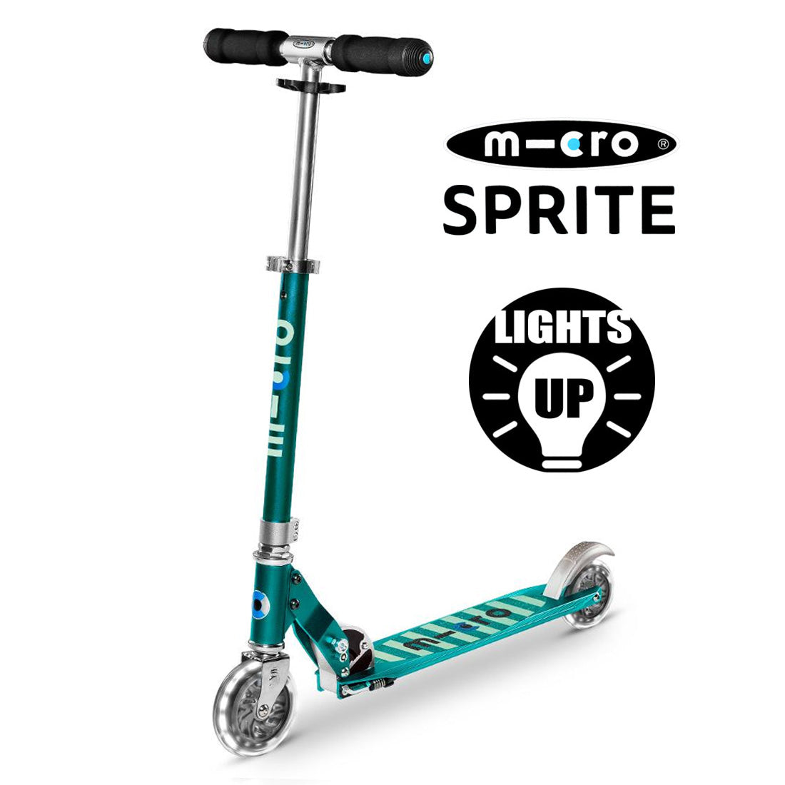 Micro Sprite LED Scooter - Sea Green Stripe Scooter Completes Rec