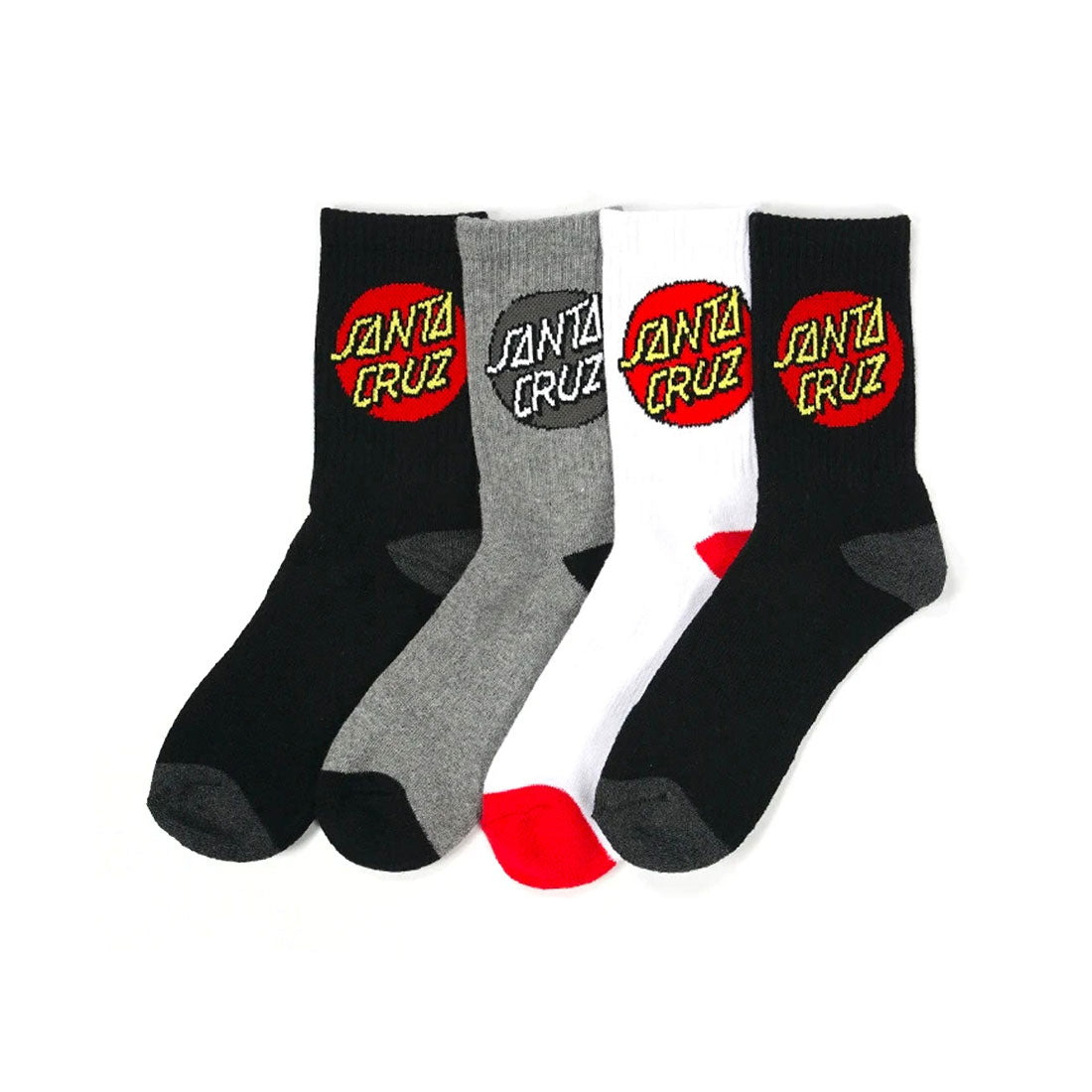 Santa Cruz Youth Crew Socks 4pk - Classic Dot Apparel Socks