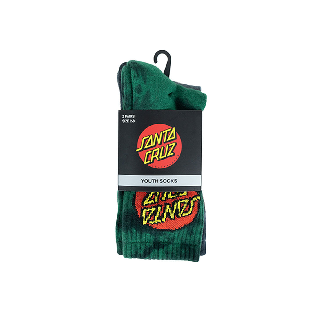 Santa Cruz Youth Crew Socks 2pk - Classic Dot Tie Dye Apparel Socks