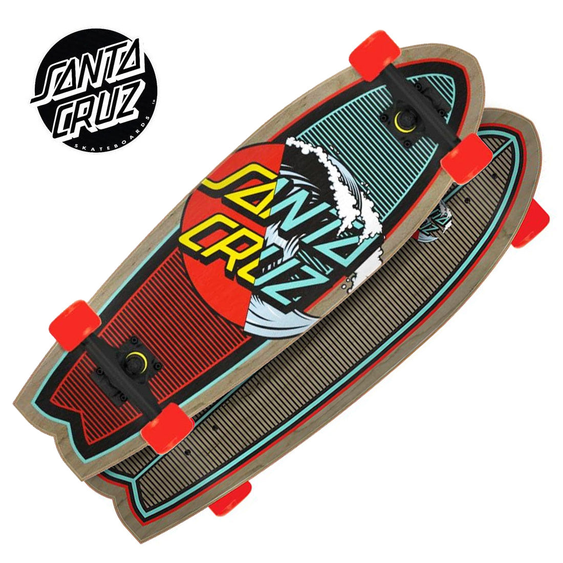 Santa Cruz Classic Wave Splice 27.7 Shark Cruzer Complete Skateboard Compl Cruisers