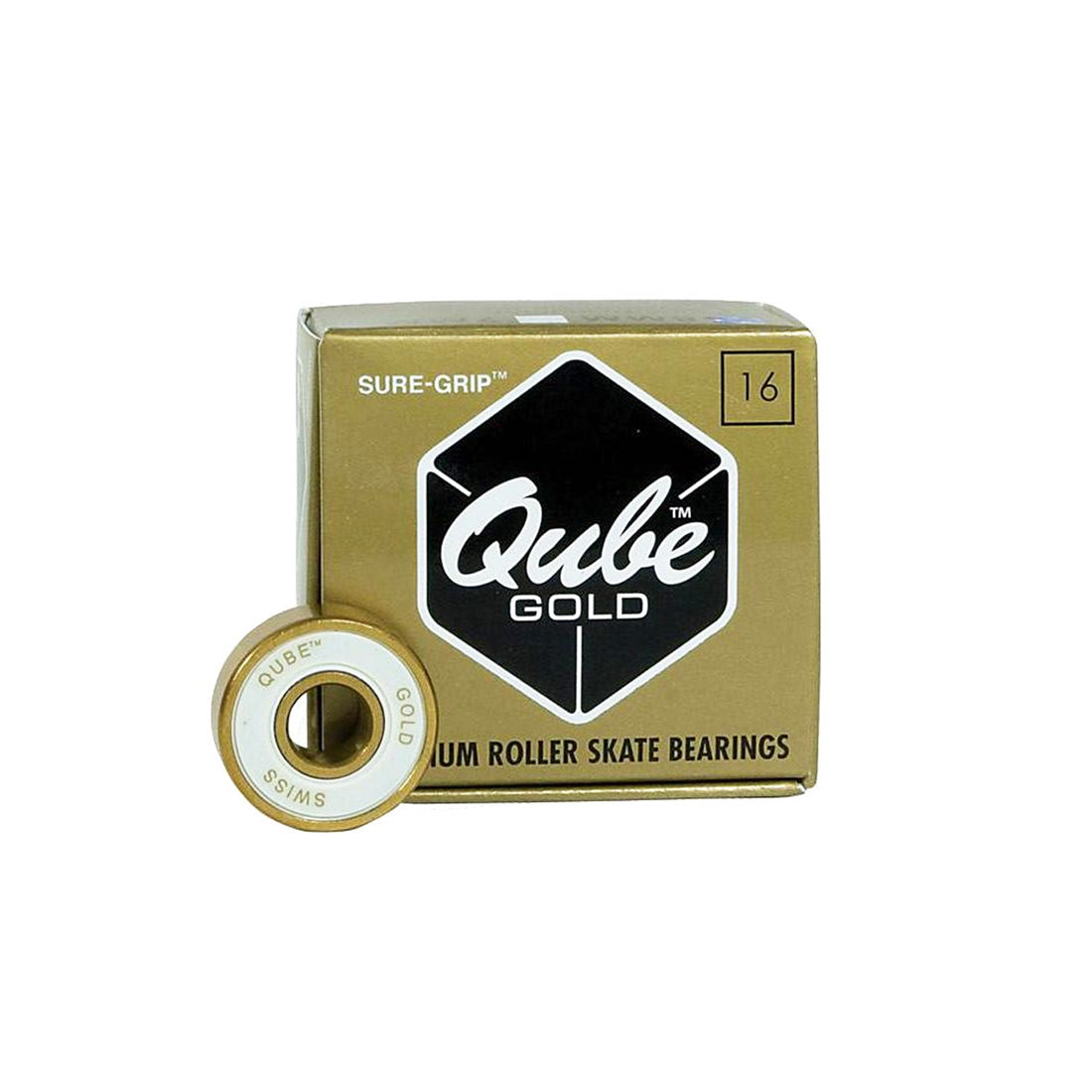 Qube Gold Swiss 7mm Bearings 16pk Inline and Quad Bearings