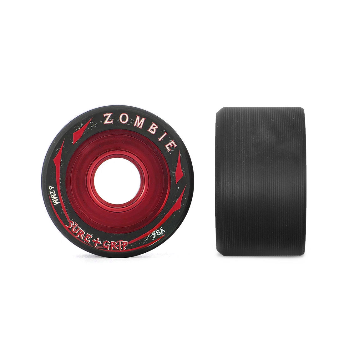 Sure-Grip Zombie Mid 62x38mm 4pk Red 95A Roller Skate Wheels