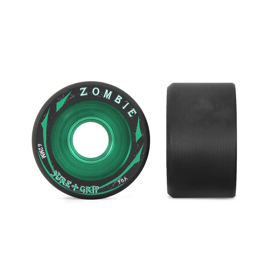 Sure-Grip Zombie Mid 62x38mm 4pk Green 98A Roller Skate Wheels