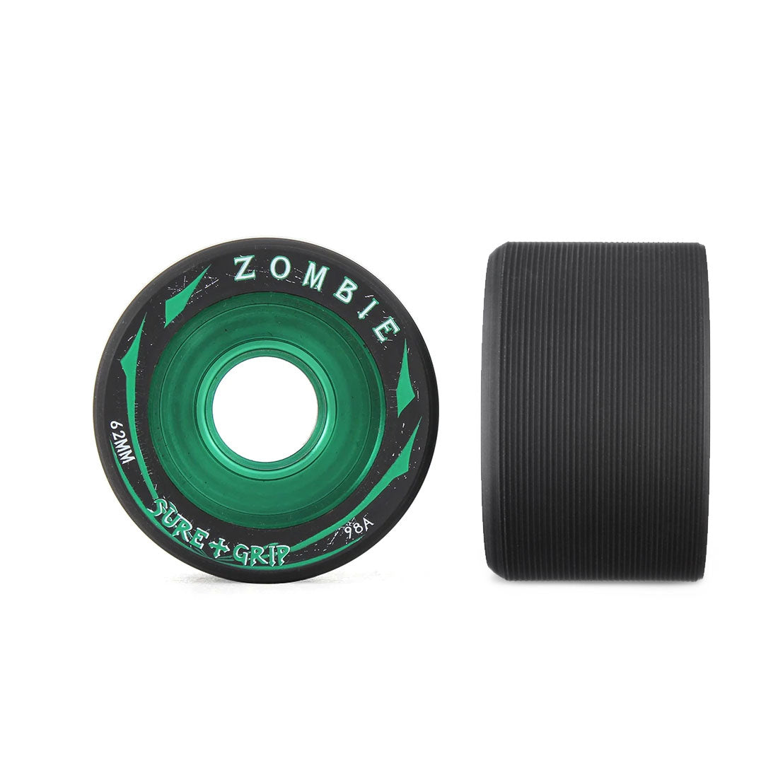 Sure-Grip Zombie Max 62x44mm 4pk Green 98A Roller Skate Wheels