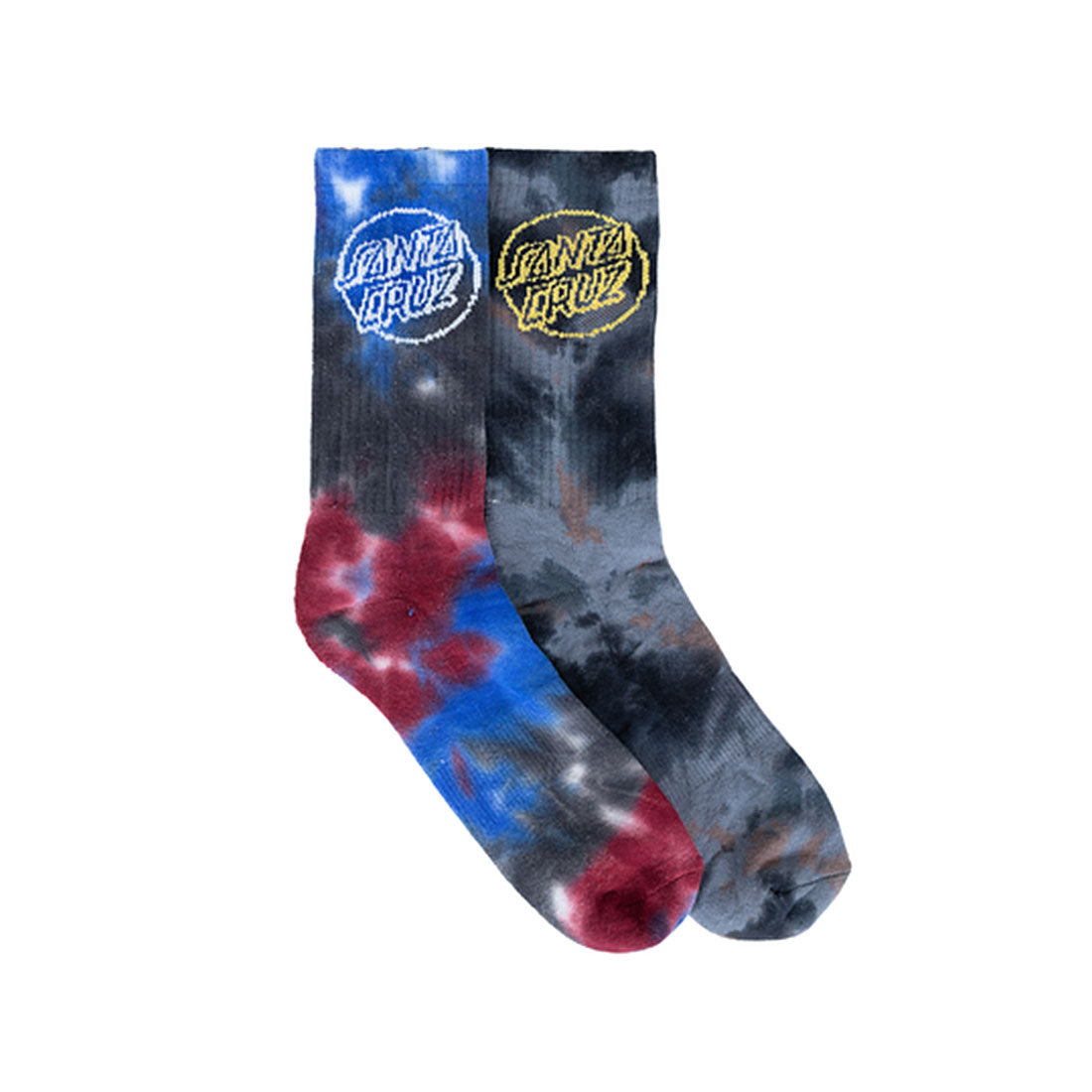 Santa Cruz Mens Crew Socks 2pk - Opus Dot Tie Dye Apparel Socks