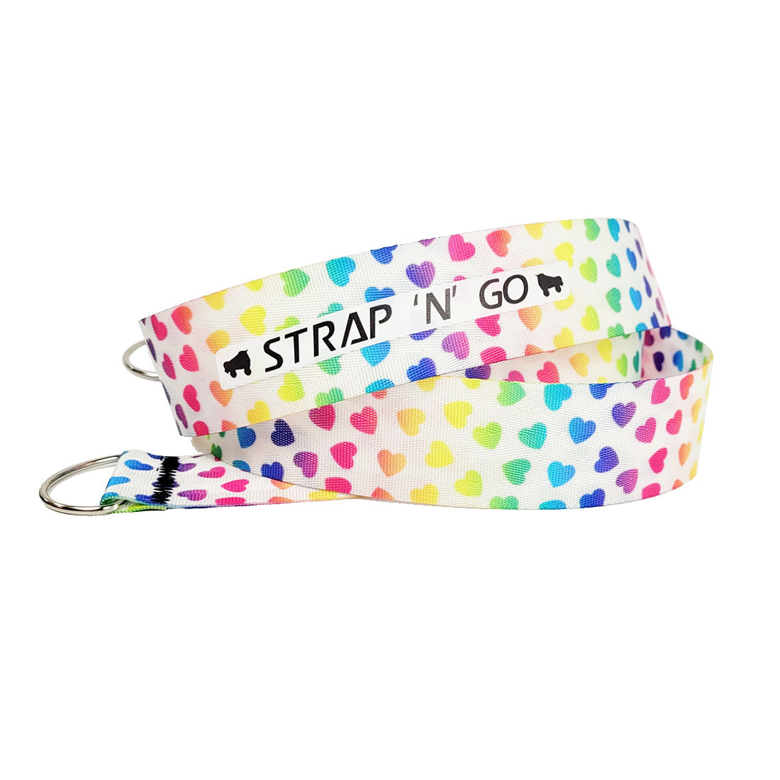 Strap N Go Skate Noose/Leash - Patterns Rainbow Hearts Roller Skate Accessories