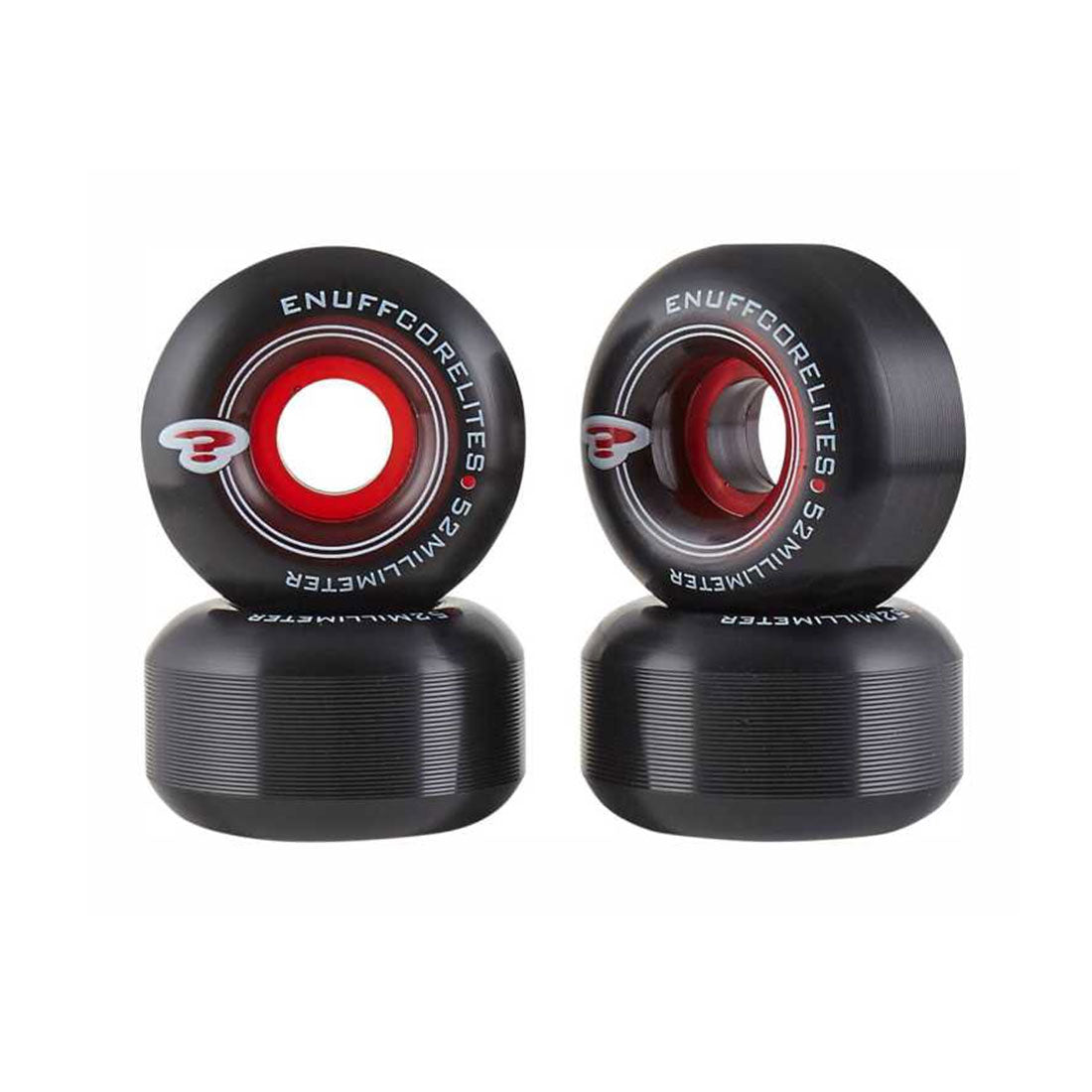 Enuff Corelites 52mm 101a 4pk - Black Black Red Skateboard Wheels