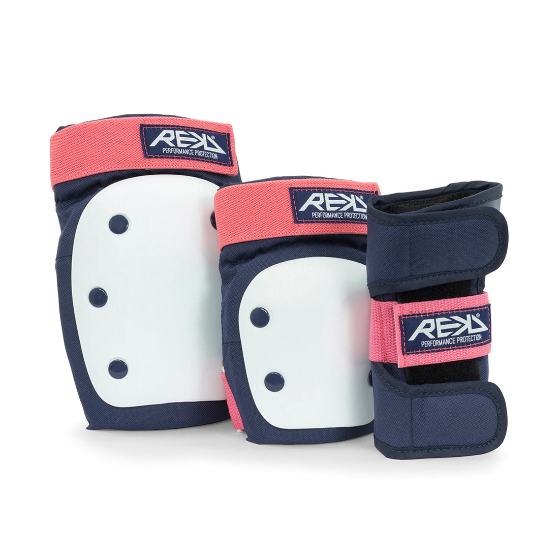 REKD Heavy Duty Tri-Pack Adult - Blue/Pink Protective Gear