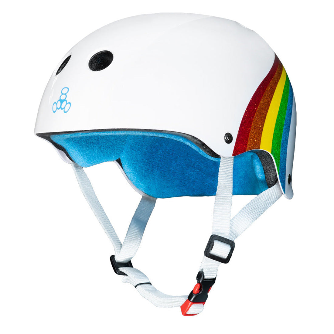 Triple 8 THE Cert SS Helmet - Rainbow White Gloss Helmets